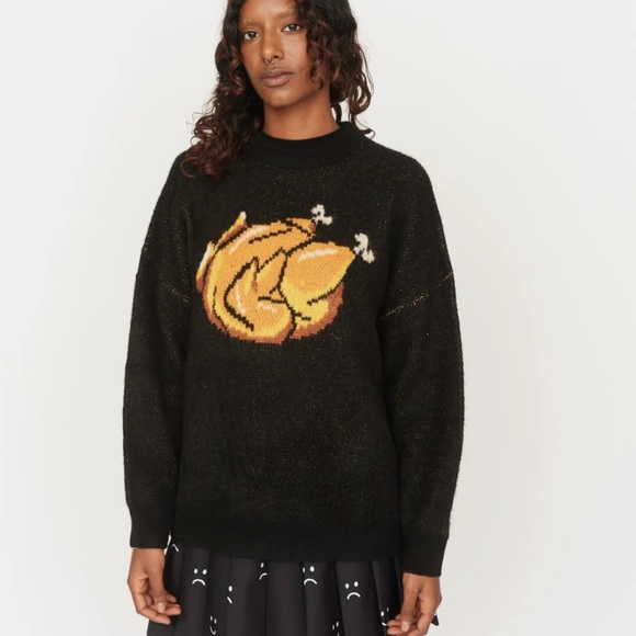 Lazy Oaf Sweaters - Lazy Oaf Black Roast Turkey Jumper Sweater Size Small NWT New